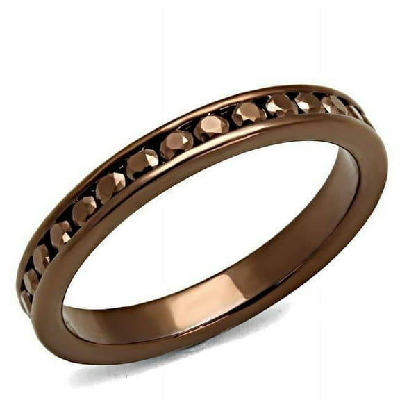Alamode 3W1137-9 Women IP Coffee Light Brass Ring with AAA Grade CZ in Brown - Size 9