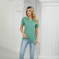 thumbnail image 2 of OSOLU Women Solid Color Short Sleeve Lapel Pocket Loose T-Shirt Tshirts Tee Tops Relaxed Fit Dailywear, 2 of 4