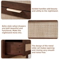 thumbnail image 5 of Leyaoyao Boho Accent Nightstand Set of 2 with Charging Station, 30" Tall Rattan 2-Drawer Bedside Table, Wood End Table for Bedroom, Walnut, 5 of 9