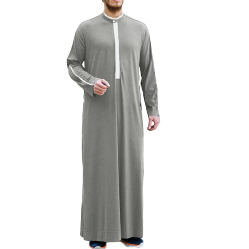 Comaba Mens Loose Long-Sleeve Assorted Colors Muslim Caftan Islamic Shirt 