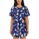 thumbnail image 1 of Balery Cute Shark Conjunto de Pijama para Mujer con Estampado, Dos Piezas de Manga Corta y Shorts, Ropa de Dormir Suave con Cuello Redondo y Bolsillos-4X-Large, 1 of 6