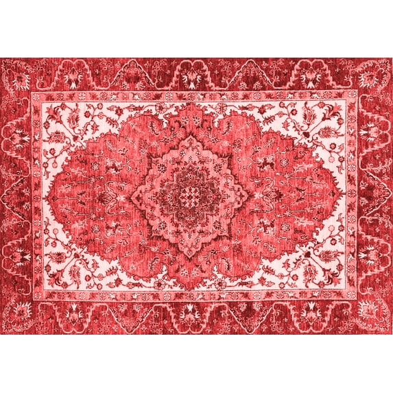 Ahgly Company Machine Washable Indoor Rectangle Persian Red Traditional Area Rugs, 8' x 12'