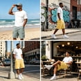 thumbnail image 7 of Men's Cargo Shorts Ripstop Fabric Side Pockets Loose Fit Classic Construction Work Casual Daily Wear Cargo Shorts,4XL, 7 of 7
