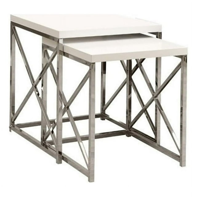 Bowery Hill 2-Pièces Contemporaine en Métal Table de Nidification en Blanc