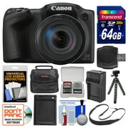 Angle View: Canon PowerShot SX420 IS Wi-Fi Digital Camera (Black) with 64GB Card + Case + Battery & Charger + Flex Tripod + Sling Strap + Kit