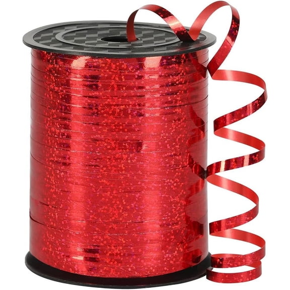 Metallic Shiny Curling Ribbon,400m,0.5cm for Crafts,Gift Wrapping, Balloon String, Baby Shower, Parties & Festivals, Florist Flowers (Laser red)