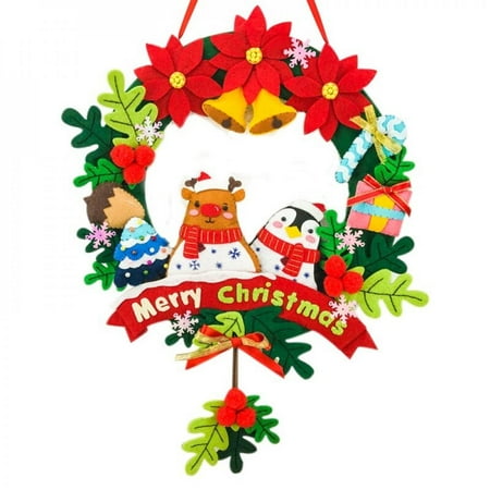 

Daxin Merry Christmas Wreath Decorative Accessories Felt Wreath Pendant Handmade Xmas Decoration Christmas Diy Material Kit