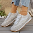 thumbnail image 3 of Tennis Shoes Womens Fashion Color Block Sneakers Lace up Classic Retro Trainers Skate Shoes Nonslip Thick Sole Running Shoes Beige Size 6.5, 3 of 8