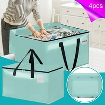 4 Pack Extra Large Heavy Duty Moving Bags with Reinforced Zipper & Wide Handles, Moisture-Resistant Storage Bins Packing Cubes for Clothes, College Dorm, Travel, and Home Organization, Mint Green