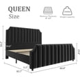 thumbnail image 2 of Queen Size Bed Frame, 52 Inch Tall Headboard Platform Bed Frame with Nailhead Trim and Footboard, Sturdy Wooden Slats Support, Noise Free Design, Black, 2 of 6