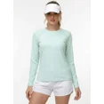 thumbnail image 3 of QUALICOS Protección Solar UPF 50+ Rash Guard Manga Larga Protección UV Playera Camisas para Mujer con Senderismo Correr Pesca Tops Azul Claro （talla M）, 3 of 5