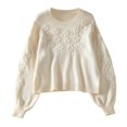 thumbnail image 4 of Ediodpoh Women Fashion Long Sleeve Lightweight Elegant Knit Pullover Top Classic Womens Sweaters Beige S, 4 of 9