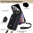 thumbnail image 4 of ShellTech for iPhone Xs Max Case with Card Holder and Strap - Zipper Pocket,Crossbody Lanyard Strap,Credit Card Holder,Stand Ring,Cute Phone Wallet Case for Women,Black, 4 of 10