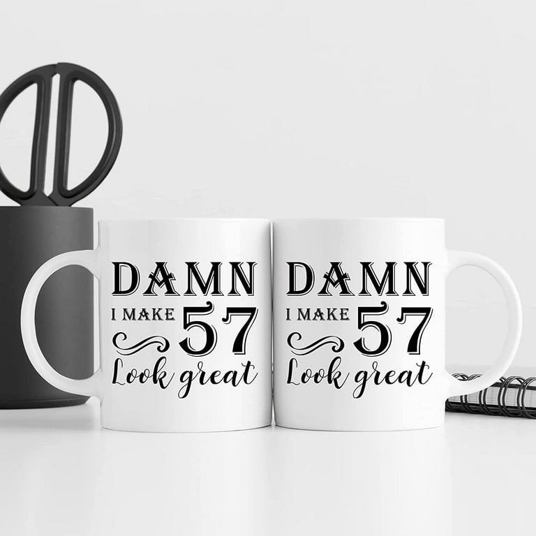  Flairy Land Vintage Birthday Coffee Mug 15oz White -  Masterpiece Turns 57 - Mom Gifts for Birthday, Gifts for Older Women, 57th  Birthday Gifts for Women, 57th Birthday Decorations : Home & Kitchen