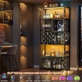 thumbnail image 4 of Homieasy 82.6" Tall Wine Bar Cabinet with LED Light and Outlets, 6-Tier Liquor Storage Cabinet with Glass Holder & Wine Rack, for Dining/Kitchen/Living Room, Black Oak, 4 of 10