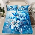 thumbnail image 2 of Homewish Blue Floral Blower Queen Sheet Sets, Mystic Butterfly Moth Flat Sheet, Winter Snowflake Queen Fitted Sheet, Super Cozy Room Decor, 4 Pieces, 2 of 7