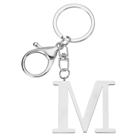 Uxcell Initial Letter Key Chain, Letter A-Z Keychain Initials Keyring Alphabet Keyrings for Keys, Silver (M)