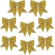 thumbnail image 1 of KAIYANG Paquete de 8 lazos dorados para árbol de Navidad, lazos dorados con purpurina de 5,5 pulgadas para coronas, decoraciones de guirnaldas, dorados, 1 of 5