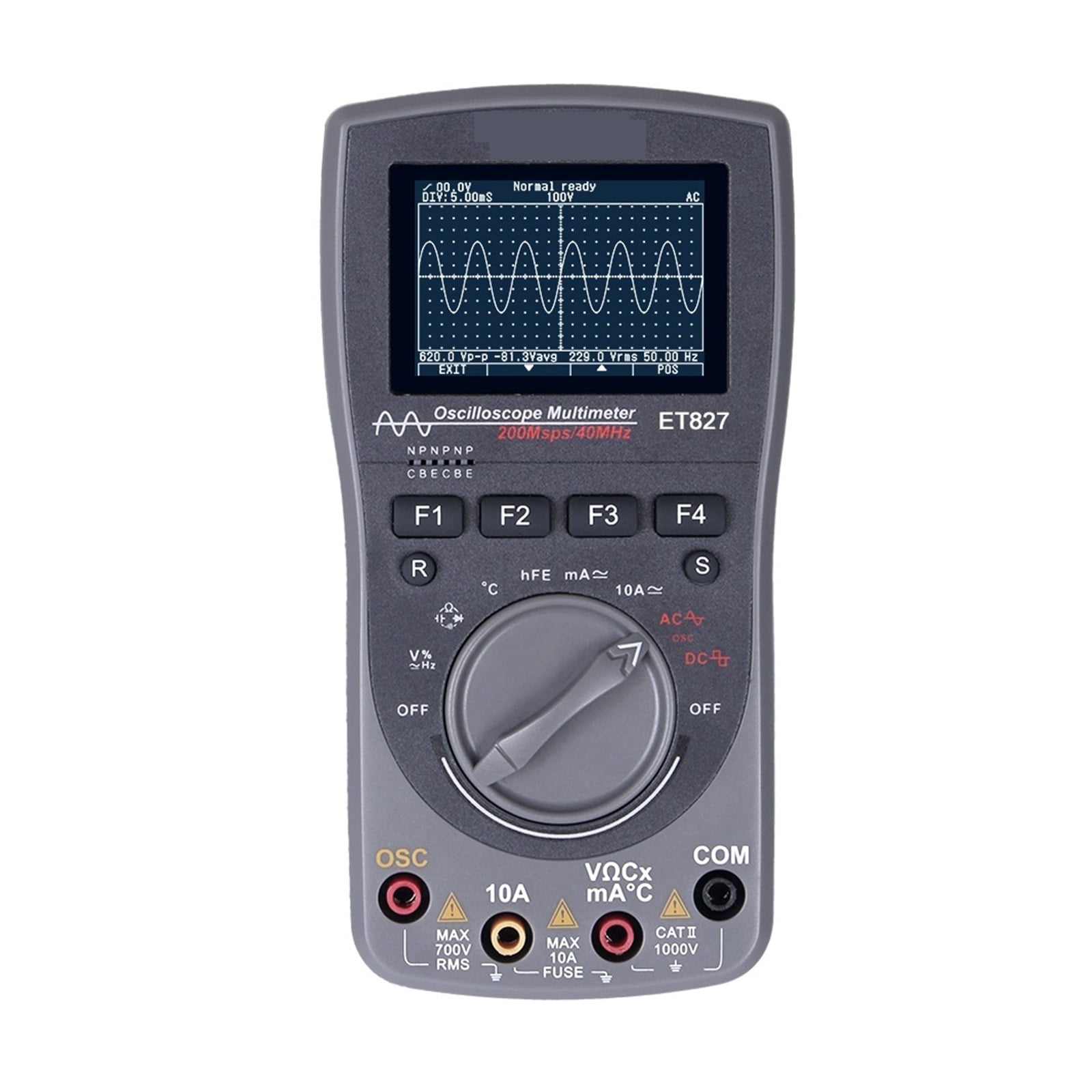 ET827 Digital Oscilloscope 40MHz Bandwidth 200 Msps Sampling Rate 2 in 1 Handheld Oscilloscope Multimeter ,Professional Designed