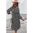 thumbnail image 2 of Femmes Robes Casual Manches Courtes Bouton Imprimé Floral vers le Bas V Cou Été Boho Midi Robe, 2 of 6