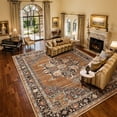 thumbnail image 7 of Toyoso 8x10 Large Traditional Area Rug, Bordered Geometric Silicone Carpet, Durable Washable Non Slip Large Floor Decor for Dining Room and Family Space, 0.25 inch Stain Resistant Rug, Brown Rust, 7 of 7