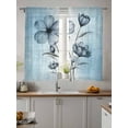 thumbnail image 4 of Blue Tulip Buds Sheer Curtains 63 Inch Long 2 Panels, Botanical Floral Rustic Retro Farm Blue Flower Light Filtering Rod Pocket Semi Sheer Curtains, Sheer Voile Drapes for Living Room, 52"x63", 4 of 5