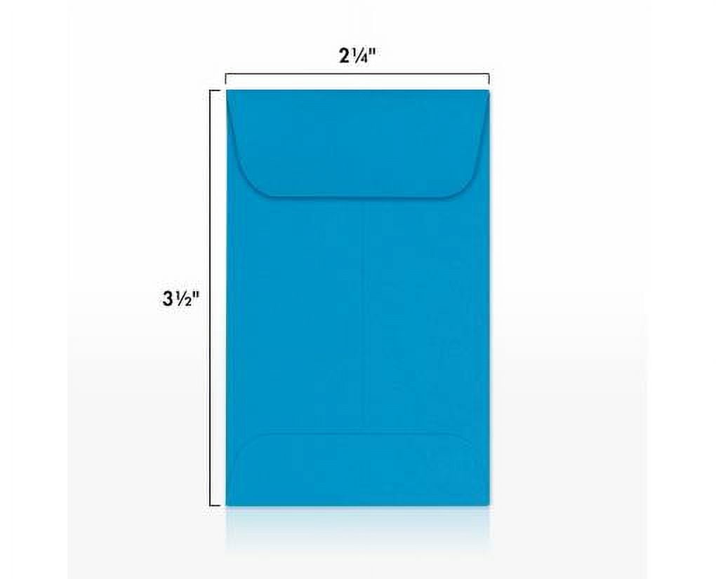 LUXPaper #1 Coin Envelopes w/ Moistenable Glue, Pool Blue, 2 1/4in x 3 1/2in, 80lb, 1000/Pack