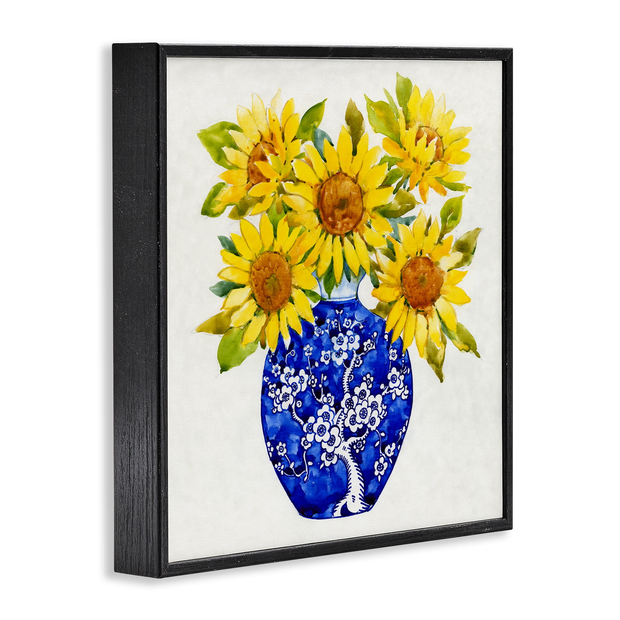 Stupell Industries Watercolor Sunflower Bouquet Botanical & Floral Painting Black Framed Art Print Wall Art, 17 x 17