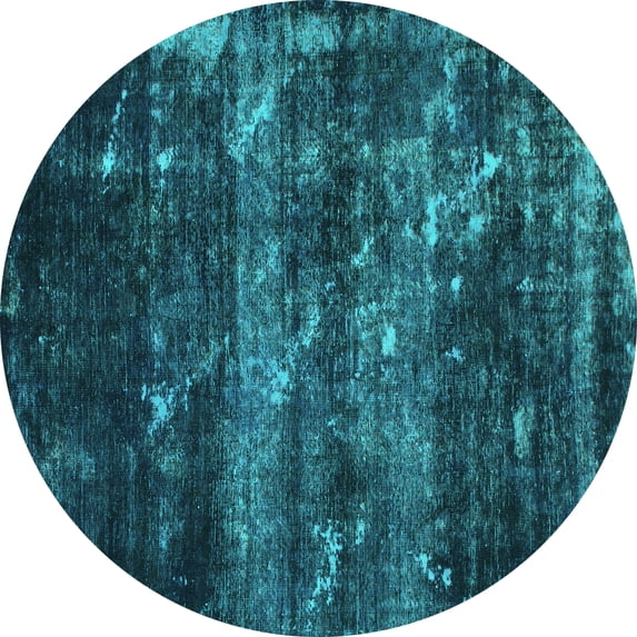 Ahgly Company Indoor Round Abstract Turquoise Blue Modern Area Rugs, 7' Round