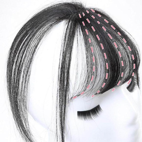 tredstone Air Bangs 3D Invisible Neat Hairpieces Traceless with Temples Safe Fake Fringe Hairstyle Accessories for Wedding Daily Wear No.3