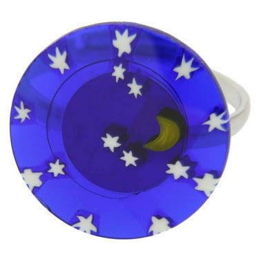 GlassOfVenice Murano Glass Millefiori "Starry Night" Ring 3/4 Inch