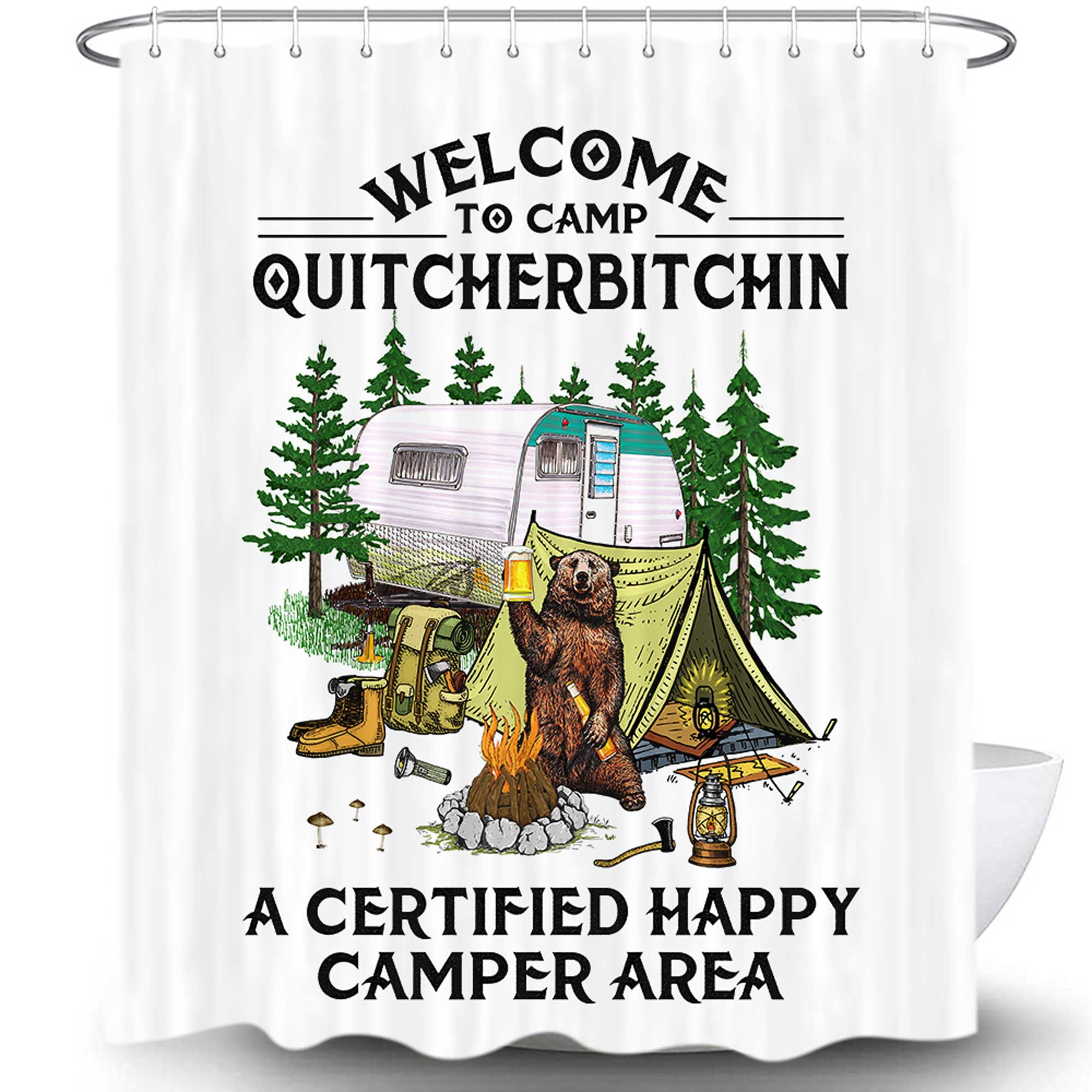 Details about   Camper Shower Curtain Bathroom Camping Woodland Animals Machine Washable Rings 