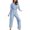 Light Blue, variant on Kmdttou Summer 50% off Clearance! Women's Solid Color Casual Temperament Design Fashionable Breathable With Pockets Slim Loose Long Tops Long Pants Set Suit on Clearance!