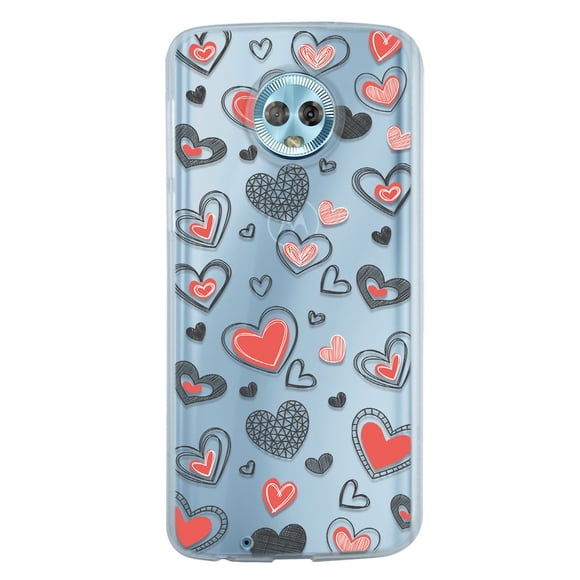 Funda para Moto G6 Plus InstaCase Corazones Grafito Uso Rudo Antigolpes