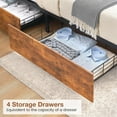 thumbnail image 7 of Full Size Bed Frame with 4 Drawers, Headboard Storage, LED Lights, USB Charging Station, Brown, 7 of 7