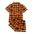 thumbnail image 6 of WTOBBY Ladies' Halloween Printed Pajama Set Loose Fit Casual Short Sleeve Top & Elastic Waist Shorts Two-Piece Sleepwear Comfortable Loungewear Home Outfit,Orange 3XL, 6 of 6