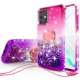 thumbnail image 4 of Samsung Galaxy S20 Ultra Case Ring Kickstand w/ TPU Screen Protector Liquid Quicksand Glitter Cute Bling Girls Women [Shock Proof] Case for Galaxy S20 Ultra - Ring Pink/Purple, 4 of 5