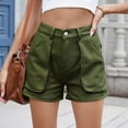 thumbnail image 4 of Womens Summer Jean Shorts Casual Pull on Elastic Waist Denim Shorts with Pockets Army Green S, 4 of 9