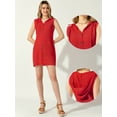 thumbnail image 2 of DARING DIVA Hooded Knitted Mesh Sleeveless Mini Dress S Red, 2 of 6