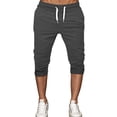 thumbnail image 5 of Mens 3/4 Joggers Capri Pants Slim Fit Lightweight Yoga Running Athletic Active Pants Dark Gray XXXL, 5 of 5