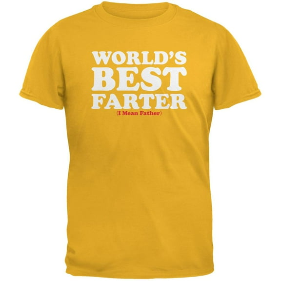 Fathers Day - World's Best Farter Gold Adult T-Shirt - X-Large