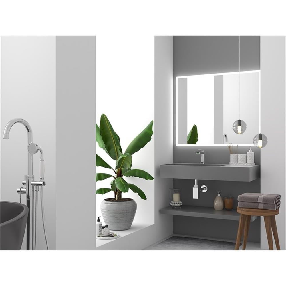 Pemberly Row 36" Solid Surface Left Basin Bathroom Sink in Gray
