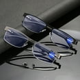 thumbnail image 3 of 2 Pairs of Mens Rimmed Blue Light Blocking Reading Glasses +1.0, Metal Spring Hinges Classic Readers 1.0, 3 of 4