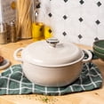 thumbnail image 2 of Lodge 4.5 Quart Enameled Cast Iron Dutch Oven with Lid – Dual Handles – Oven Safe up to 500° F or on Stovetop - Use to Marinate, Cook, Bake, Refrigerate and Serve – Oyster, 2 of 5