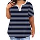 thumbnail image 1 of Blusas para las Mujeres Casual Oversized Rayas Impreso Botón Cuello en V Top, Tops Cortos para las Mujeres, 1 of 4