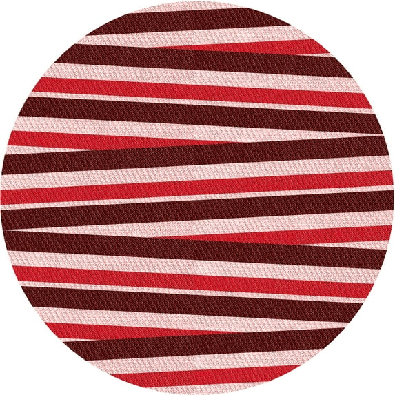 Ahgly Company Machine Washable Indoor Round Transitional Light Coral Pink Area Rugs, 6' Round