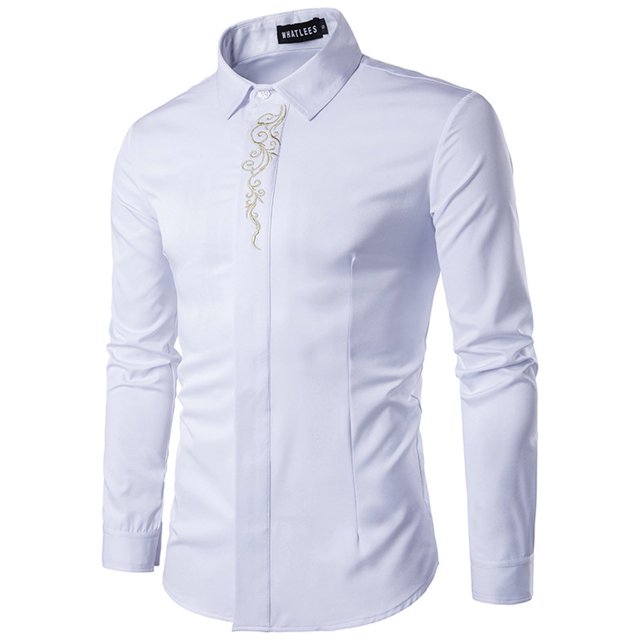 Chemise à Manches Longues pour Hommes Homme Décontractée Imprimée Col Montant Chemise de Base à Manches Longues Blouse Chemises à Manches Longues pour Hommes