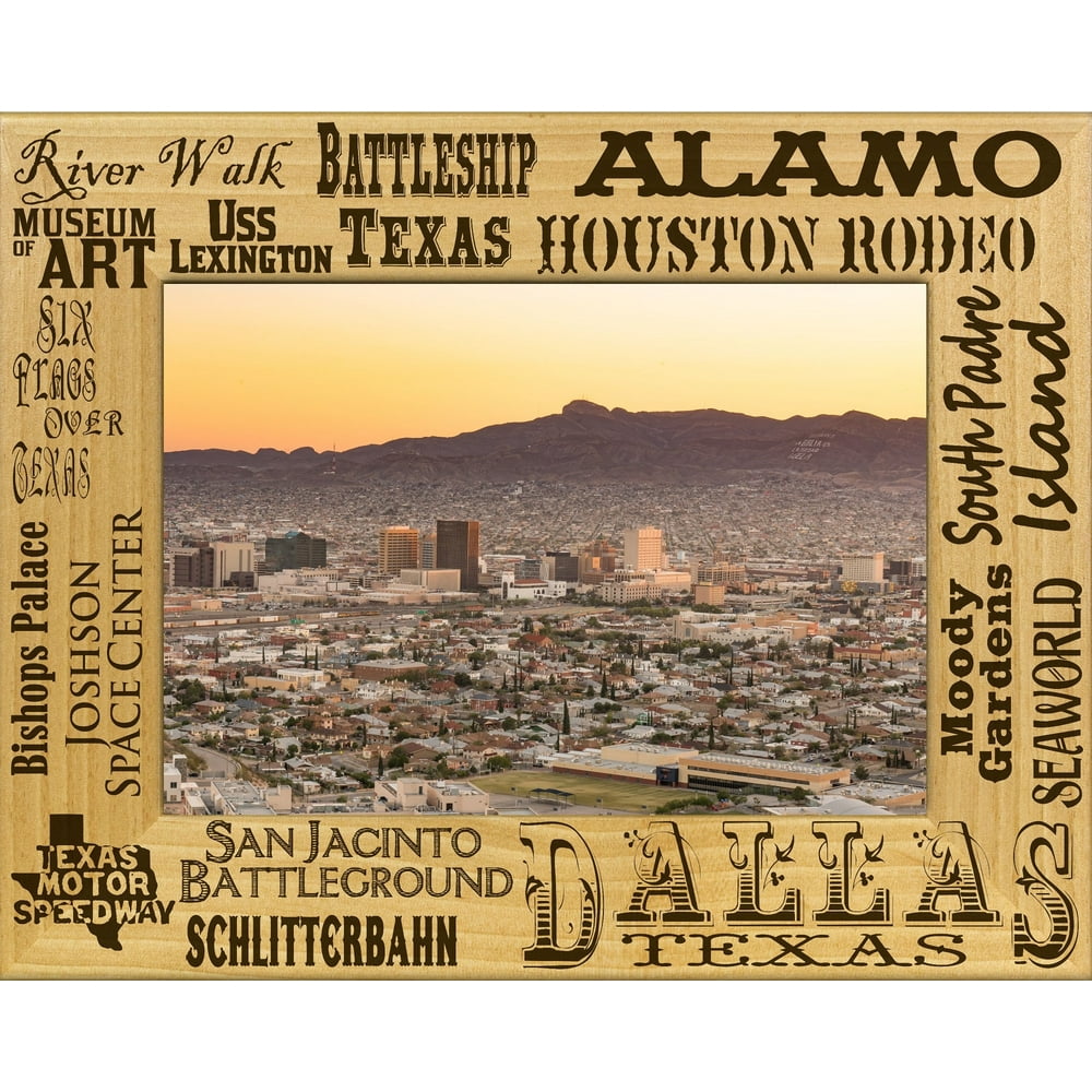 Dallas Texas Collage Laser Engraved Wood Picture Frame (5 x 7)