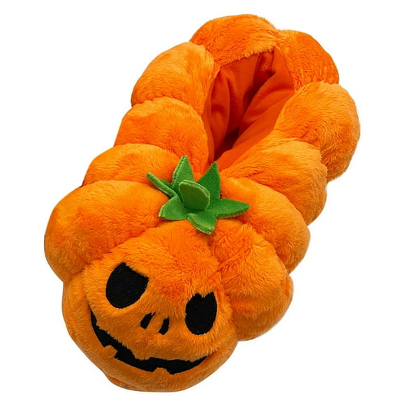 TJAZFJPA Fuzzy Slippers with Grips for Women Couple Models Pumpkin Face Home Lightweight Warm Pumpkin Plush Slippers Women Slippers for Home Indoor Slippers for Women