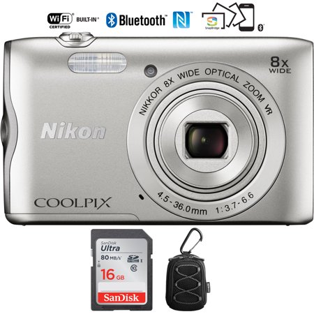 Nikon Coolpix A300 20.1MP 8x Optical Zoom NIKKOR WiFi Silver Digital Camera –